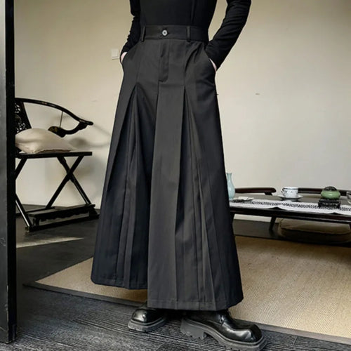 Load image into Gallery viewer, Pleated Men&#39;s Wide Leg Pants Personality Button Solid Color Male Casual Trousers Dark Style Spring Trendy 9C4242
