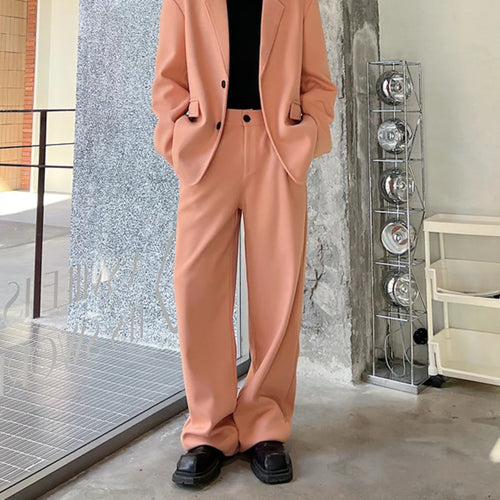 Load image into Gallery viewer, Autumn Winter Men&#39;s Woolen Straight Tube Suit Pants Trend Versatile Wool Wide Leg Trousers Solid Color Fashion New 9C3079
