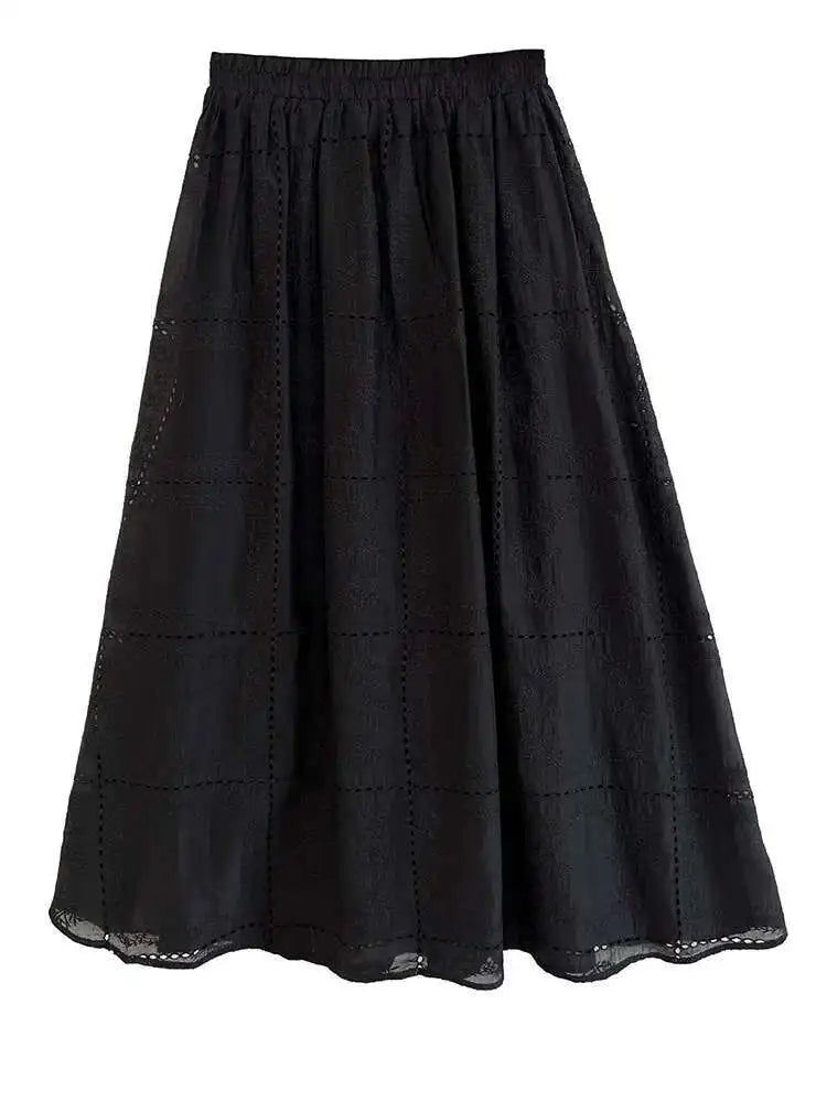 Lace Big Size Shirt Half-body Skirt Two Pieces Suit New Round Neck Long Sleeve Women Fashion Spring Autumn 2025 1DJ0062