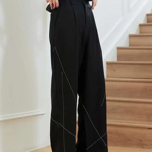 Load image into Gallery viewer, High Waist Black Topstitched Long Casual Pants New Loose Fit Trousers Women Fashion Tide Spring Autumn 2025 1DH0081

