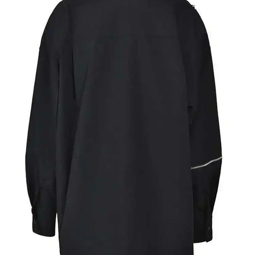 Load image into Gallery viewer, Women Black Zipper Irregular Big Size Blouse New Lapel Long Sleeve Loose Fit Shirt Fashion Spring Autumn 2025 1DF743301
