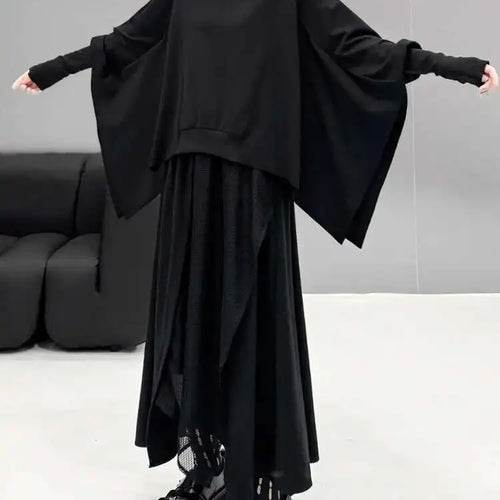 Load image into Gallery viewer, Black Sweatshirt Half-body Skirt Two Pieces Suit New Turtleneck Long Sleeve Women Fashion Tide Spring Autumn 2025 1DH8611
