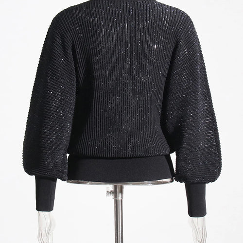 Load image into Gallery viewer, Loose Sheer Minimalsit Knit Sweaters for Women High Neck Long Sleeves Basics Sweater Female Fashion Clothing New
