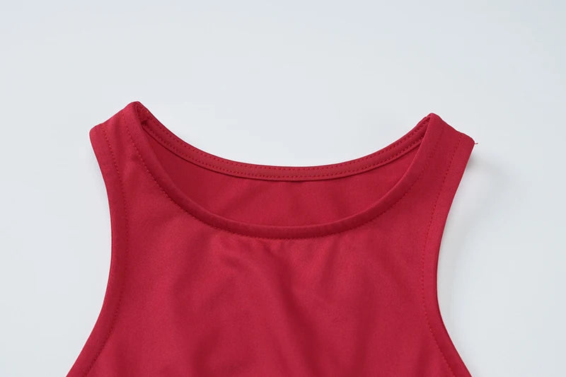 Four Bows Ruched Sexy Mini Dress For Women Fashion Solid O Neck Sleeveless Bodycon High Waist Club Dress Elegant