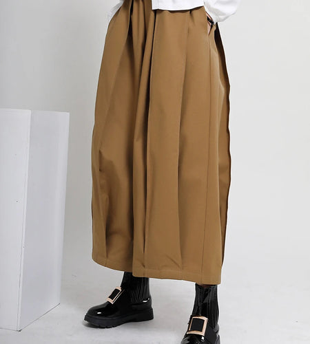 High Elastic Waist Yellow Pleated Shaped Pocket Wide Leg Pants New Trousers Women Fashion Tide Spring Autumn 2025 1DD0404