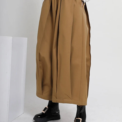 Load image into Gallery viewer, High Elastic Waist Yellow Pleated Shaped Pocket Wide Leg Pants New Trousers Women Fashion Tide Spring Autumn 2025 1DD0404
