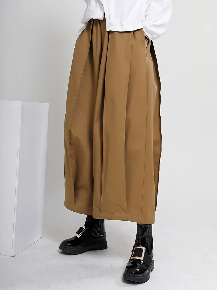 High Elastic Waist Yellow Pleated Shaped Pocket Wide Leg Pants New Trousers Women Fashion Tide Spring Autumn 2025 1DD0404