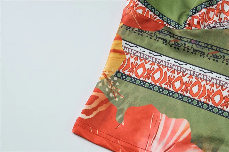 Leopard Print Sexy 2 Piece Sets Women Summer Fashion Lace-up Halter Crop Tops And Maxi Skirt Female Party Two Piece Set