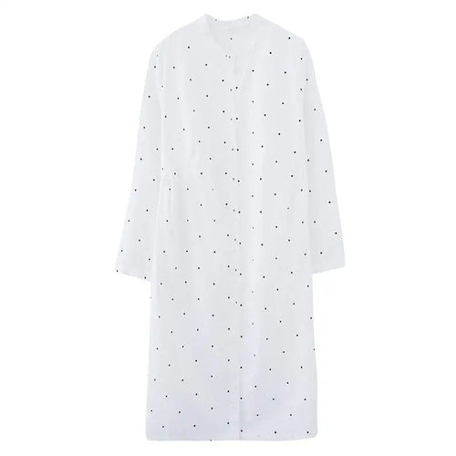 Load image into Gallery viewer, Women Blouses 2022 New Long Sleeve Top Polka Dot Print Casual Fashion Shirts Female Clothes Loose Medium Long White Blouse
