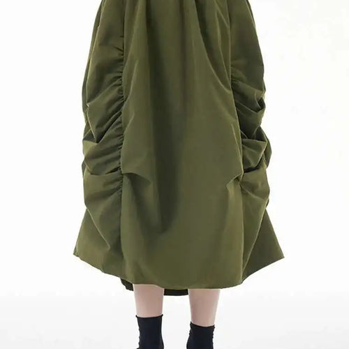 Load image into Gallery viewer, High Elastic Waist Army Green Pleated Irregular Midi Half-body Skirt Women Fashion Tide New Spring Autumn 2025 1DH7789
