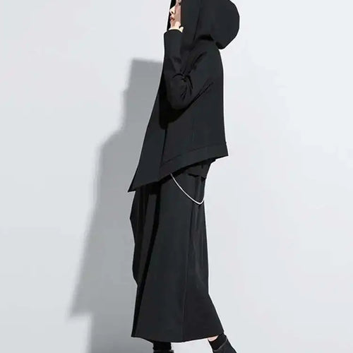 Load image into Gallery viewer, Loose Fit Black Brief Irregular Short Jacket New Hooded Long Sleeve Women Coat Fashion Tide Spring Autumn 2025 1Z591
