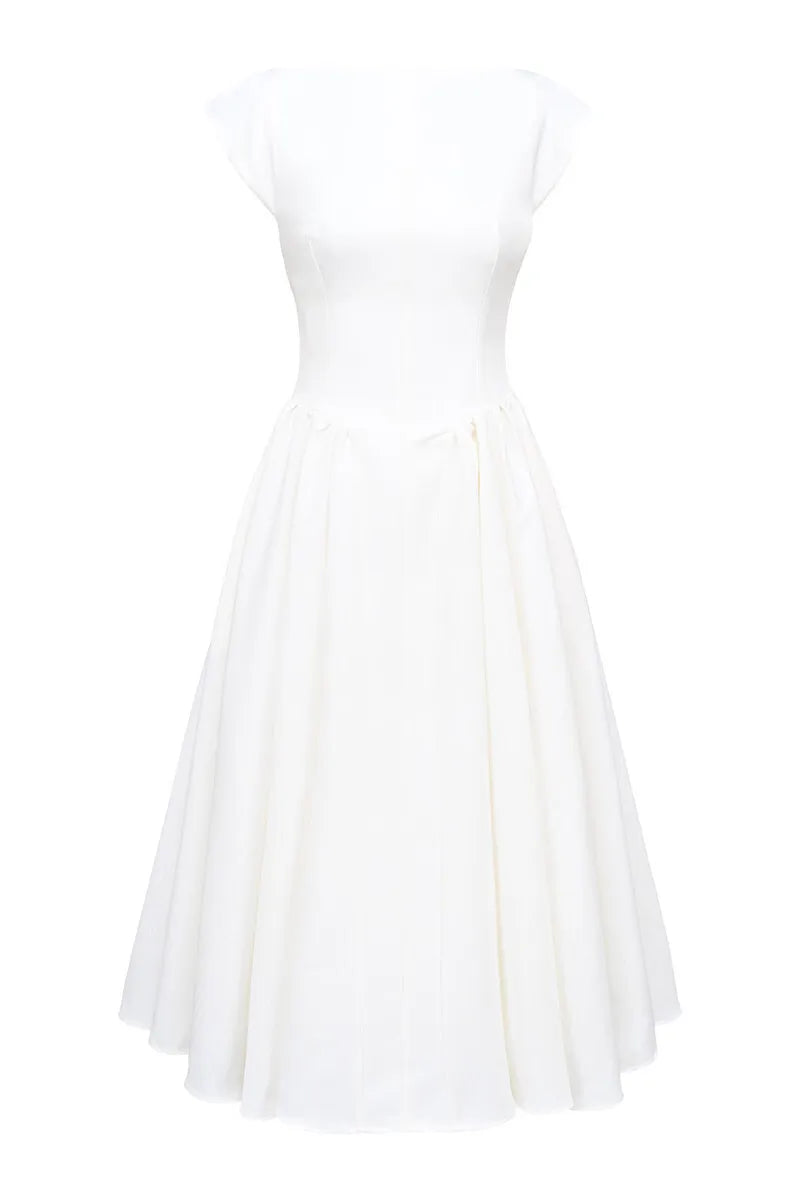 White Backless A-line Sexy Maxi Dress For Women Gown Solid Hollow Out Sleeveless High Waist Club Pleated Dress Elegant
