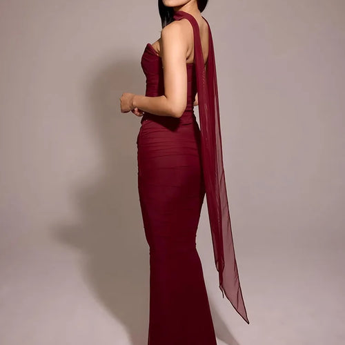 Load image into Gallery viewer, Elegant Strapless Fishbone Top Long Skirt Two-piece Set For Women 2024 Autumn And Winter Sexy New Slim Party Skirt Set
