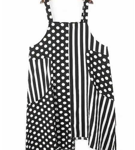 Women Black Dot Printed Big Size Pocket Strap Dress New Square Collar Sleeveless Fashion Tide Spring Autumn 2025 1DH6187