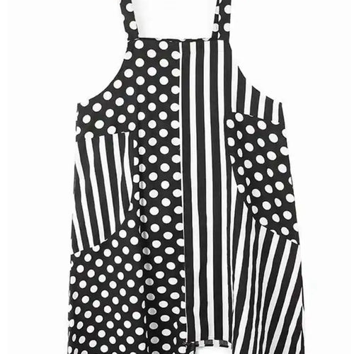 Load image into Gallery viewer, Women Black Dot Printed Big Size Pocket Strap Dress New Square Collar Sleeveless Fashion Tide Spring Autumn 2025 1DH6187
