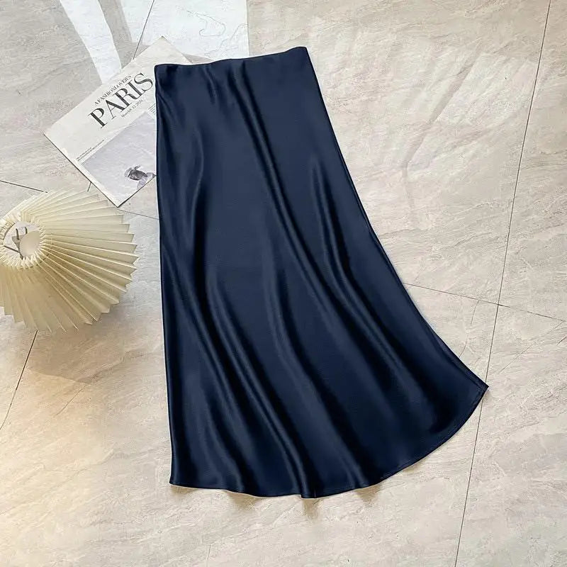 Spring Summer New Solid Elegant Vacation Pleated Skirts Women's French Fashion High Waist Slim A-line Fishtail Long Skirt Ladies