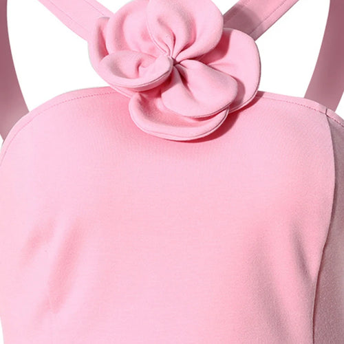 Load image into Gallery viewer, Solid Spliced Appliques Two Piece Set For Women Halter Sleeveless Top High Waist Mini Slimming Skirt Sets Female
