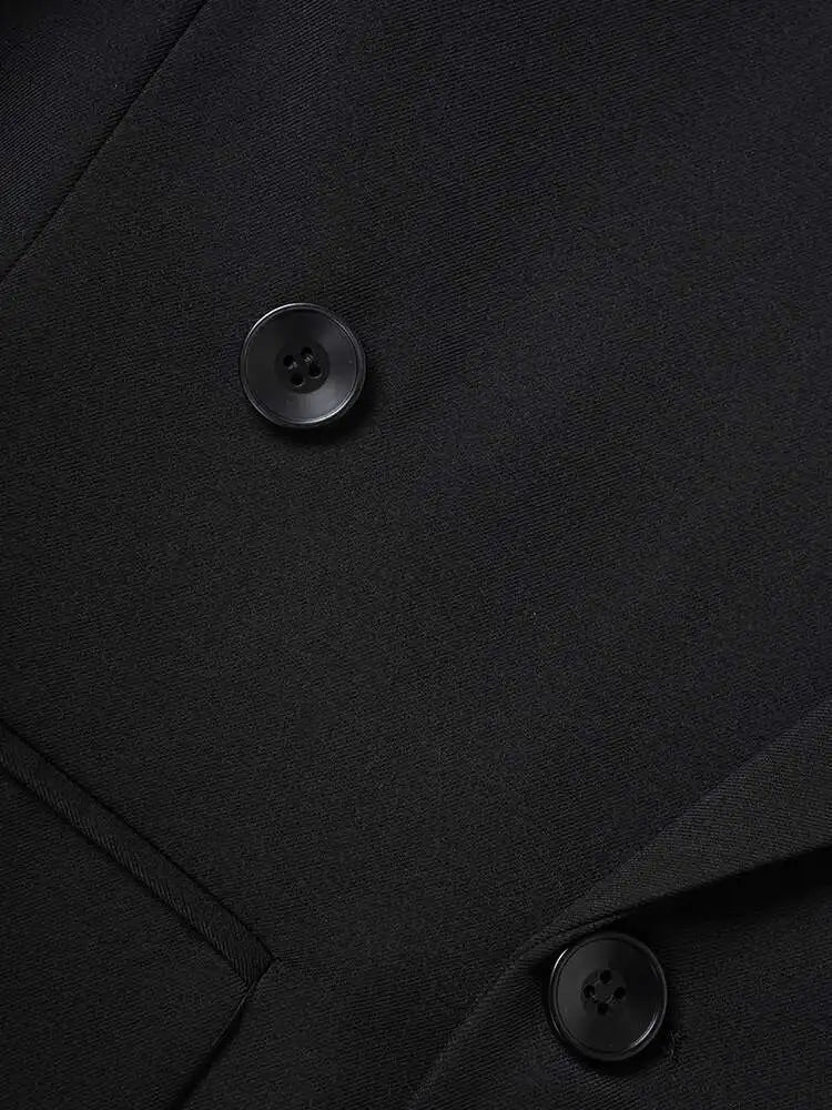 Women Black Irregular Single Button Big Size Blazer New Lapel Long Sleeve Jacket Fashion Tide Spring Autumn 2025 CPG2775