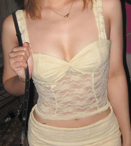 Sexy Lace Perspective Women's Top 2024 Summer New Spicy Girl Camisole Vest French Casual Versatile Lace Tight  Vest