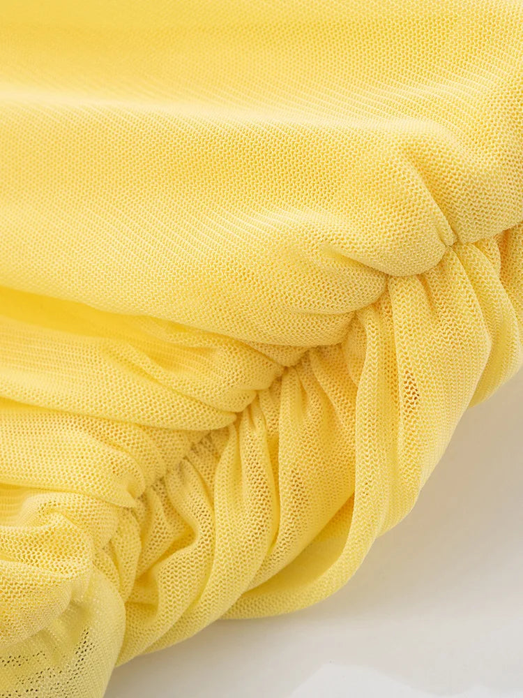 Diagonal Collar Backless Sexy Maxi Dress Women Gown Summer New Sleeveless Sheer Mesh Hollow Out Elegant Long Dress