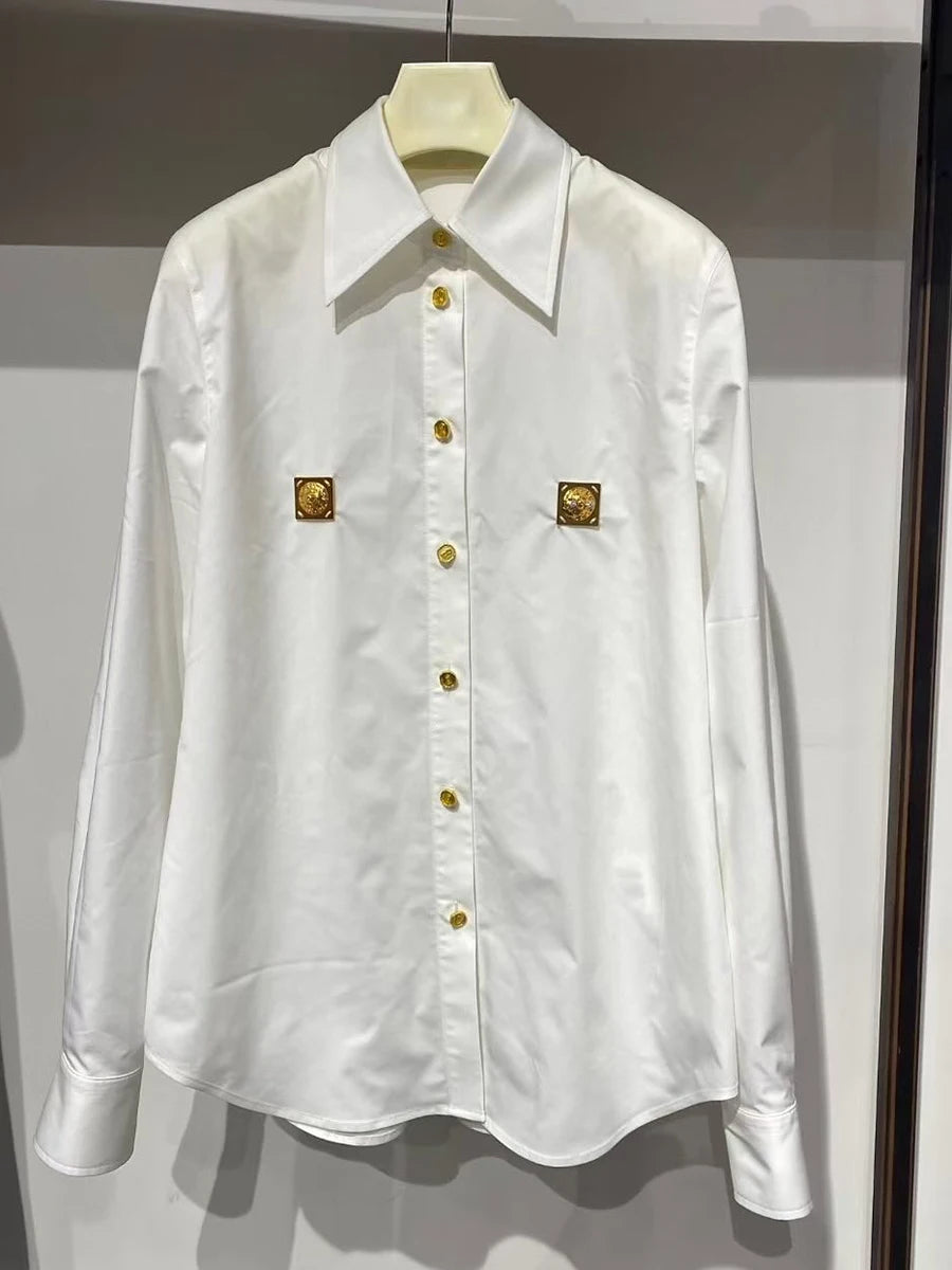 Solid Spliced Sequined Fashion Shirts for Women Lapel Long Sleeves Patchwork Single Breasted Shirt Female Clothing