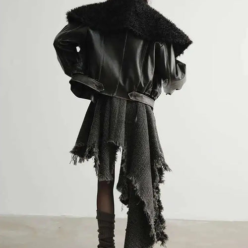 Load image into Gallery viewer, Women 25% Wool Irregular Tassels Burr Hem Vintage Dress New V-Neck Sleeveless Fashion Tide Autumn Winter 2025 1DH4036
