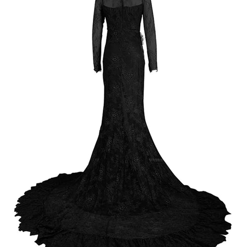 Load image into Gallery viewer, Womens Black Wedding Dresses for Party Evening Formal Bodycon Autumn Floor-Length Elegant Woman Lace Long Dress
