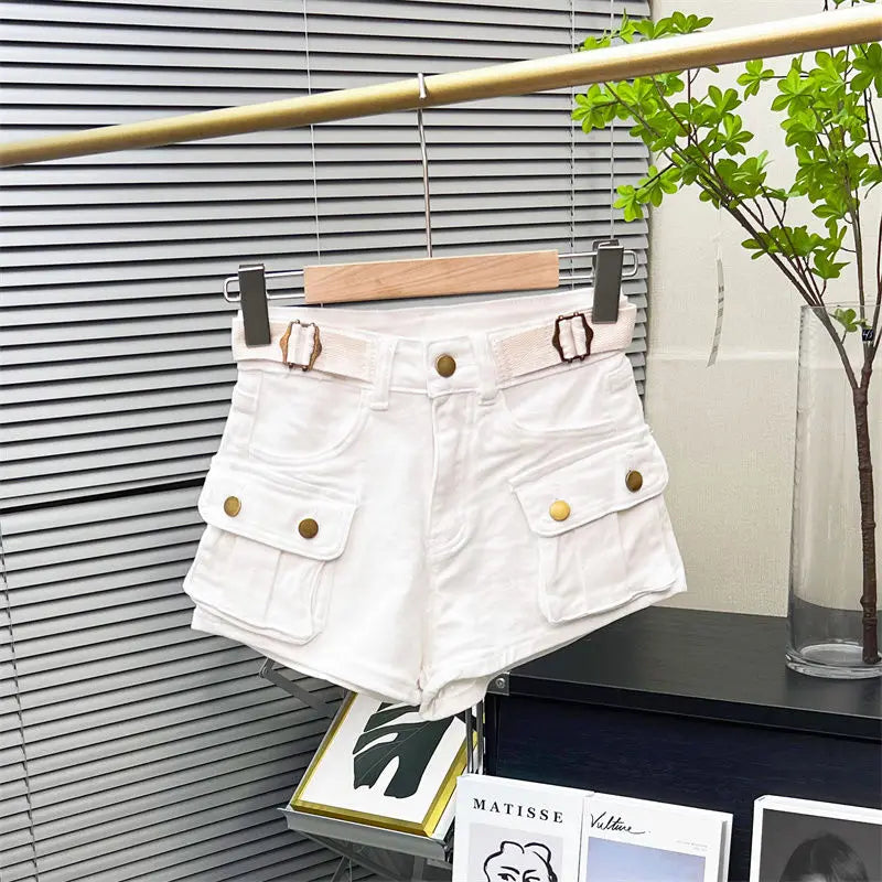 Women's Cargo Pants Denim Shorts 2024 New Botttoms High Waist Casual Summer Y2k Short Fashion Pantalones Cortos De Mujer 49B671
