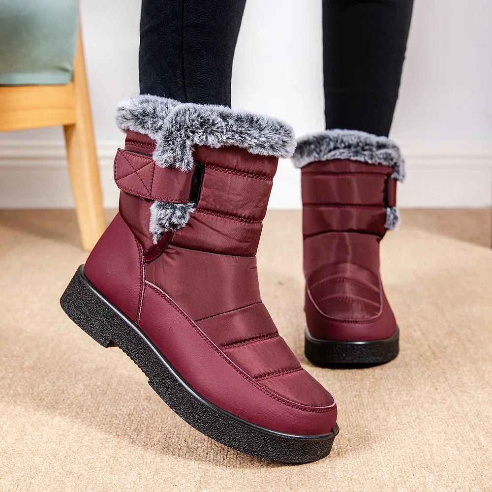 Women's Boots 2025 New Winter Boots With Fur Keep Warm Botas Mujer Rubber Snow Boots Black Footwear For Winter Shoes Woman Boot