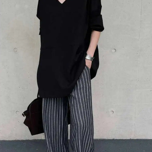 Load image into Gallery viewer, Women Gray Double Pocket Big Size Elegant Mini Dress New V--Neck Long Sleeve Fashion Tide Spring Autumn 2025 1DH7310
