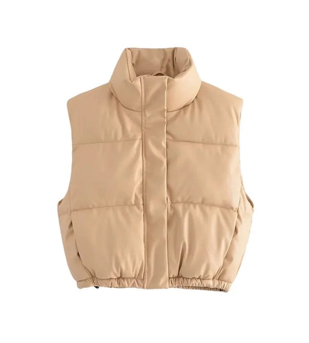 Autumn Winter Women Cotton Vest Short Casual Black Button Up Outwear & Coat Office Lady warm Cropped Top 2023