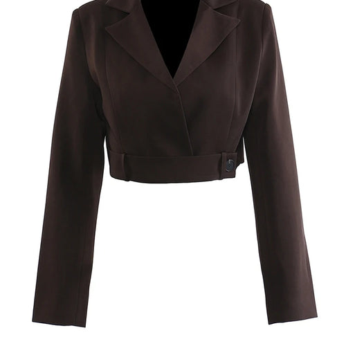 Load image into Gallery viewer, Brown Short Blazer Wide Leg Pants Two Piece Suit New Lapel Long Sleeve Women Fashion Tide Spring Autumn 2025 1DJ1092
