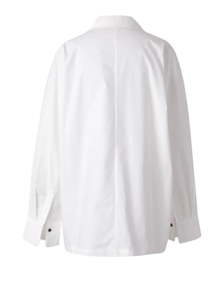 Women Red Irregular Button Big Size Casual Blouse New Lapel Long Sleeve Shirt Fashion Tide Spring Autumn 2025 CPG3125