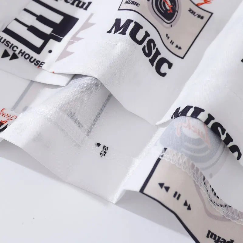 Vintage Hawaiian Shirts Retro Music Player Graphic Printed Beach Blouse Harajuku Summer Casual Baggy Button Up Short Sleeve Tops