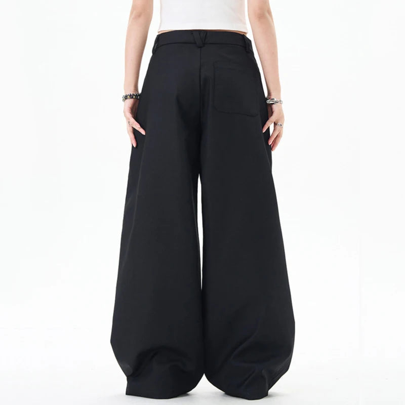 Men's Suit Pants Spliced Lace Edge Design Solid Color Simple Trendy Straight Wide Leg Stylish Male Summer Clothing 9W1961