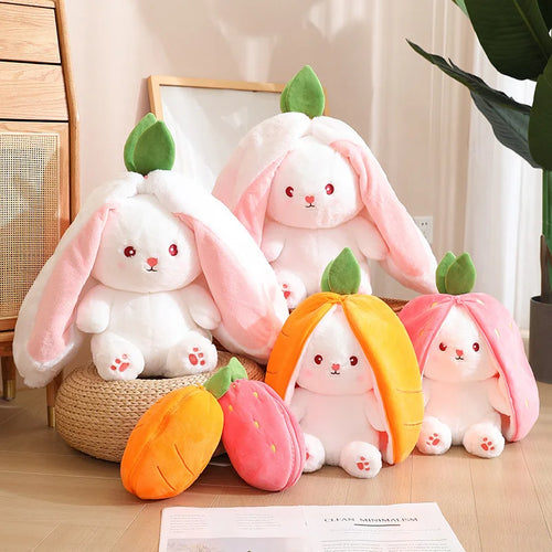 Load image into Gallery viewer, Kawaii Fruit Transfigured Bunny Plush Toy Cute Carrot Strawberry Turn Into Rabbit Plush Toy Kids Birthday Christmas Gift
