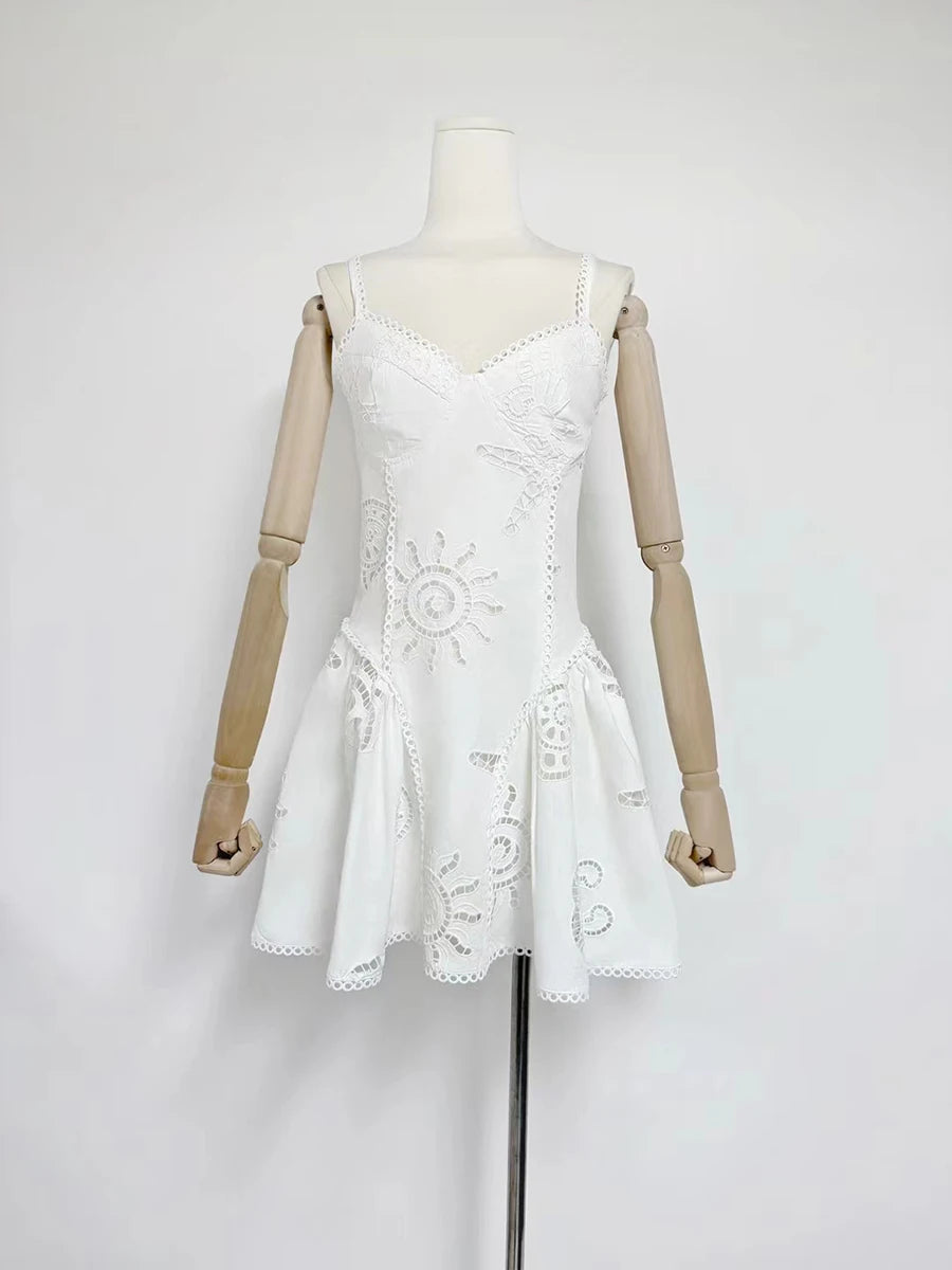 Hit Color Slimming Dresses For Women Square Neck Sleeveless High Waist Temperament Mini Dress Female Fashion Style