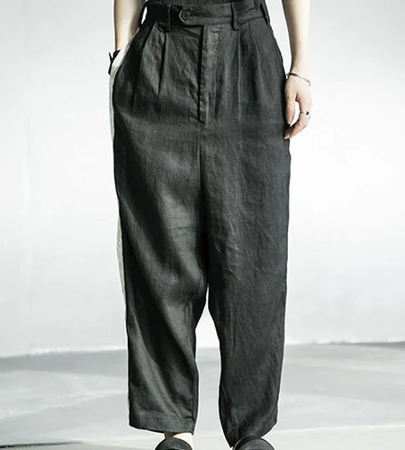 High Waist Black Topstitched Pockets Wide Leg Pants New Loose Fit Trousers Women Fashion Tide Spring Autumn 2025 1DF5357