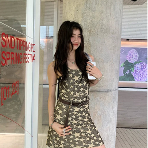 Load image into Gallery viewer, Y2k Slip Dress Women American Retro Star Sexy Mini Short Dresses Spaghetti Strap Summer Fashion Sundress Streetwear
