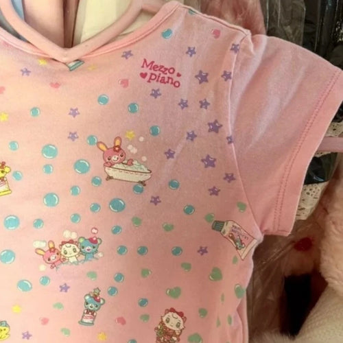 Load image into Gallery viewer, Japanese Kawaii Cartoon Printing Tops Women Harajuku Summer Patchwork Casual Loose T-shirt Y2k Aesthetic Fairy Grunge Cute Tees
