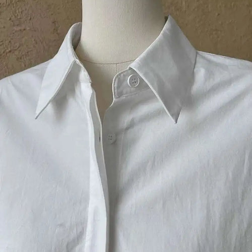 Load image into Gallery viewer, Women White Hem Pleated Elegant Big Size Mini Shirt Dress New Lapel Long Sleeve Fashion Tide Spring Autumn 2025 1DH9552
