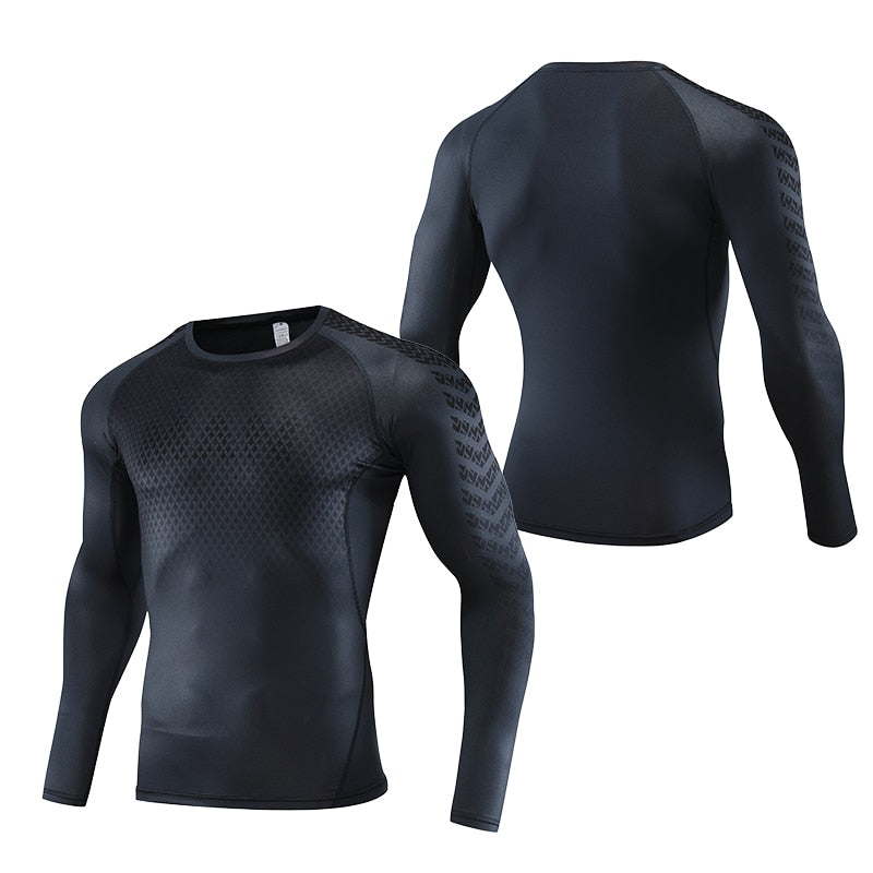 Mens Sport Top for Fitness T-shirt Bodybuilding Compression Shirt Gym Running Tight Rashguard Jogging Sweatshirt Dry Fit Clothes v1