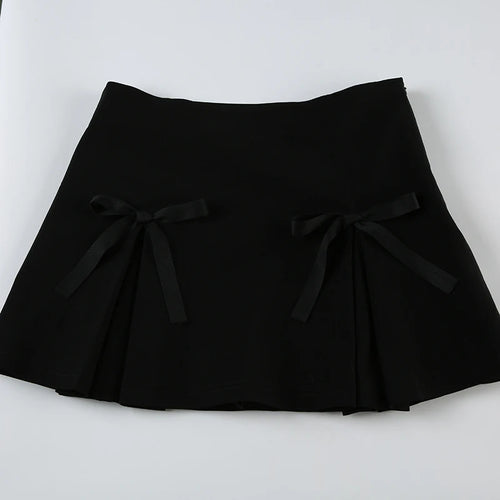 Load image into Gallery viewer, Fashion Chic Satin High Waist Mini Skirt Women Bow A-Line Solid Slim Dark Academia Summer Skirts Gothic Preppy Style
