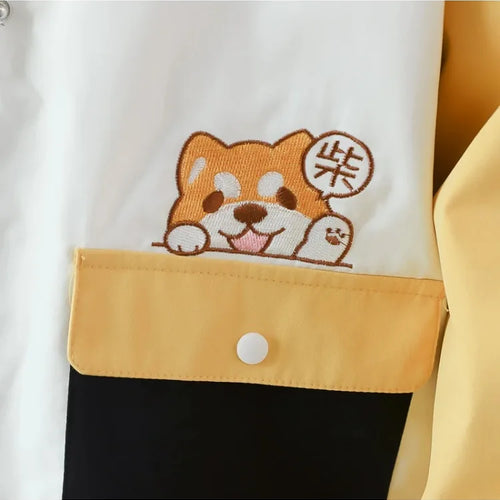 Load image into Gallery viewer, Shiba Inu Embroidery Harajuku Kawaii Women Hooded Quilted Coats Winter Long Sleeve Ladies Cotton Liner Jackets Outwears
