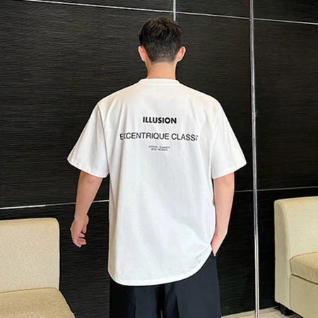 Fashion Men's T-shirt Letter Printing Knitting Short Sleeve T-shirts Summer Round Collar Male Top Niche Design 9C5668