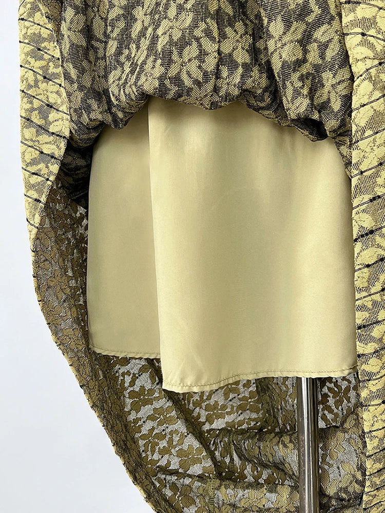 Women Green Printed Bandage Long Spaghetti Strap Dress New V-Neck Sleeveless Fashion Tide Spring Summer 2025 1DJ1311