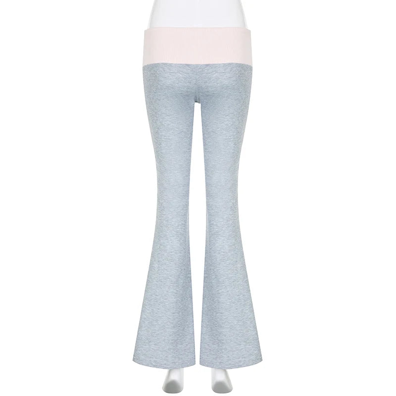 Korean Coquette Low Waisted Slim Autumn Sweatpants Casual Basic Flare Trousers Cutecore Skinny Boot Cut Pants Outfits