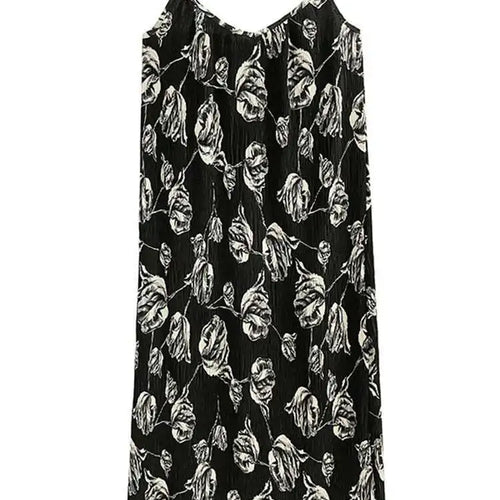 Load image into Gallery viewer, Women Apricot Pleated Printed Elegant Spaghetti Strap Dress New V-Neck Sleeveless Fashion Tide Spring Summer 2025 1DH4770
