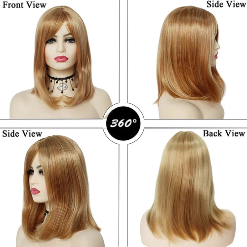 Load image into Gallery viewer, Synthetic Honey Blonde Wig with Bangs for Women Halloween Costume Wig Long Bob Wig Beth Dutton Wig Cosplay Yellow Stone
