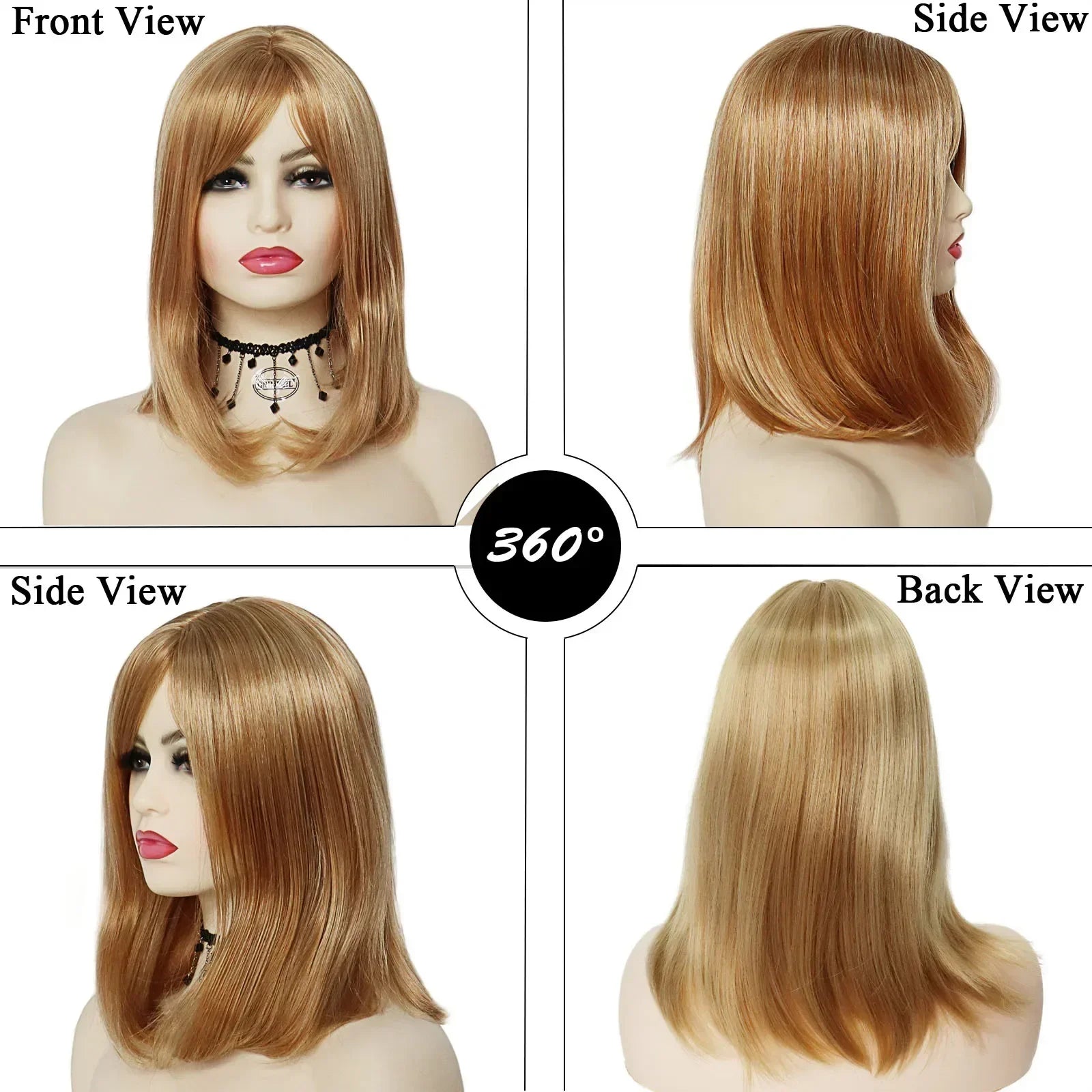 Synthetic Honey Blonde Wig with Bangs for Women Halloween Costume Wig Long Bob Wig Beth Dutton Wig Cosplay Yellow Stone